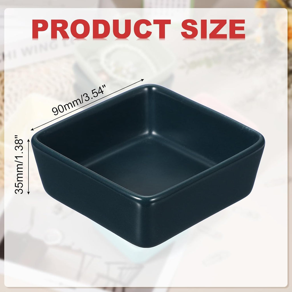 PATIKIL Square Paper Clip Holders, Ceramic Bowl Dish Clip Dispenser Organizer Desk Organizer Accessories for Office Desktop Decor Bobby Pin Binder Paper Clamp, Navy Blue