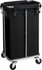 Laundry Basket with Wheels, Rolling Laundry Hamper with Removable Bag, 100L Laundry Sorter Cart, Tall Narrow Slim Clothes Hamper Organizer with Sturdy Metal Frame, Black+Silver