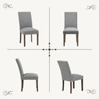 Furniliving Upholstered Dining Chairs Set of 2 - Line Fabric Modern Farmhouse Kitchen Chairs, High-Back Dining Room Chairs with Wooden Legs for Kitchen Dining Room Living Room.Grey