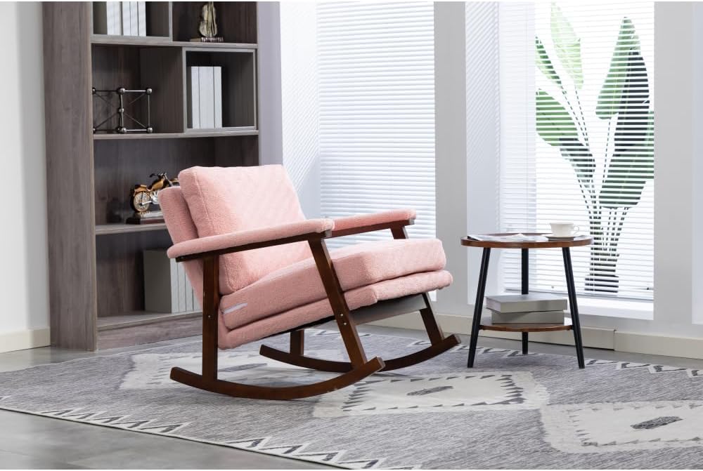 Mid Century Modern Accent Chair,Rocking Chair with Wood Frame, Upholstered Li...