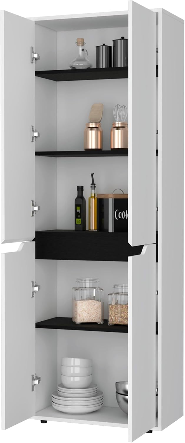 67" H Pantry Cabinet with 4 Doors & 5 Shelves,Kitchen Pantry Table F...