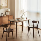 Solid Wood Dining Chairs,Mid Century Modern Dining Chairs with Comfortable Curved Backrest,Wood Chairs for Kitchen,Dining Room (2, Walnut Color)