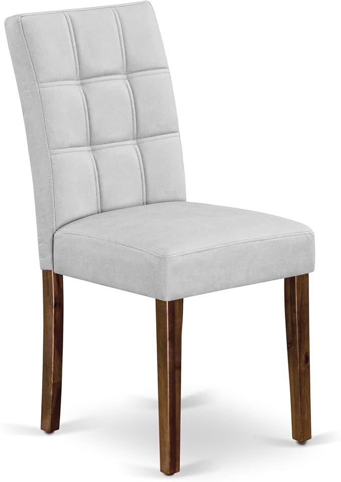 East West Furniture ANAS5-AWA-27 5 Piece Mid Century Dining Set Includes A Dinner Table and 4 Light Gray Polyester Fabric Parsons Chairs, Antique Walnut
