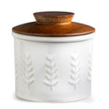 Ceramic Butter Dish With Lid, Butter Crock for Countertop, French Butter Keeper for Spreadable Butter, Elegant Embossed Pattern, Cream White