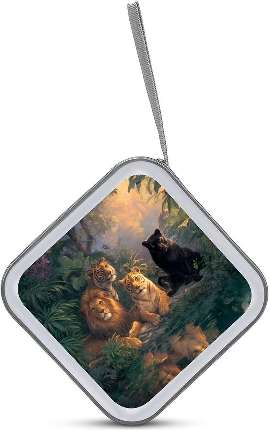 Tiger Lionpanther Print CD Case 40 Capacity DVD Case Holder Wallet Organizer for Car Home