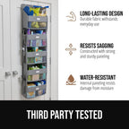 GORILLA GRIP Large Capacity Closet Organizer, 5 Deep Shelves, Holds 50lbs, Over the Door Organizers 6 Mesh Pockets, Shelf Storage for Clothes Crafts Dorm Essentials, 3 Metal Hooks, 58x15 Inches, Gray