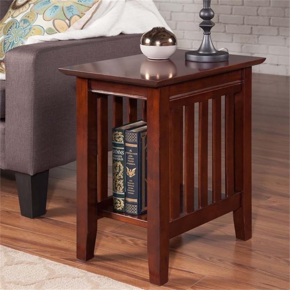 BOWERY HILL Solid Wood Chair Side Table, 22"x14"x22", Walnut F...