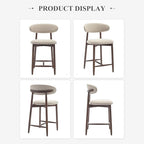 COLAMY Counter Height Bar Stools Set of 2, Kitchen Bar Stools with Back, Mid Century Modern Upholstered, with Wood Legs for Kitchen Island Dining Room, Beige