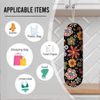 Flower Plastic Bag Holder, Wall Mount Grocery Bags Organizer, Washable Car Trash Bags, Kitchen Housewarming Gifts for Women Family Friends Grandma Mom, Kitchen Pattern Garbage Bag 59