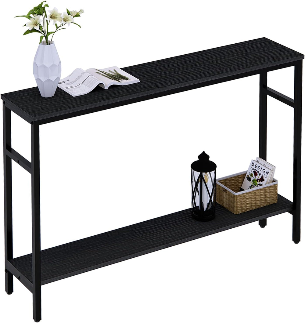 Timberer Narrow Console Table, 47 Inch Sofa Table with Adjustable Shelf | 2-T...