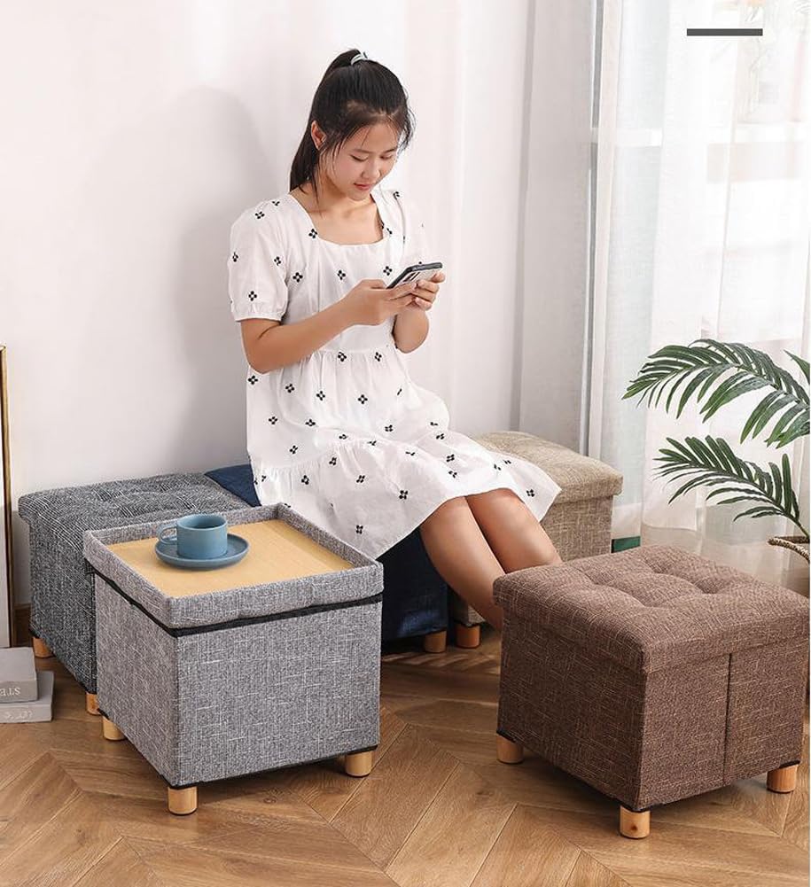 Ottoman with Storage for Living Room Bedroom,12x12inch Square Foot Rest Stool...