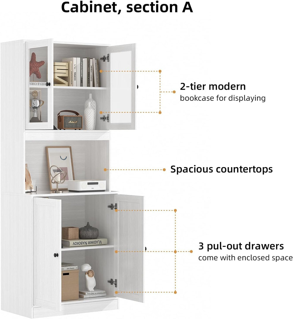 TUSY 71'' Tall Pantry Cabinet, Kitchen Hutch Storage Cabinet, Buffet ...