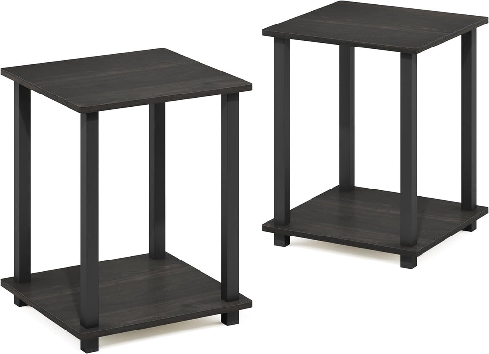 Furinno SIMPLISTIC Side Table Set of 2, 2-Tier Square Modern End Table, Night...