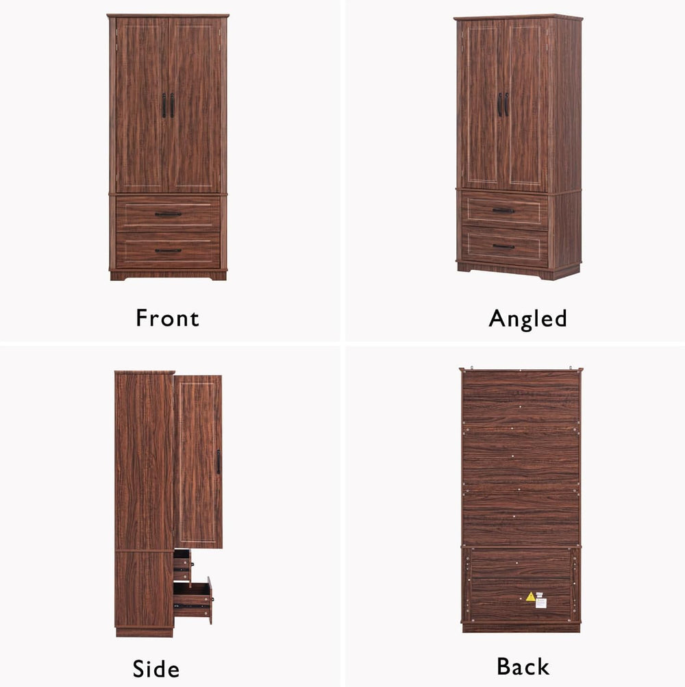 71" Farmhouse Kitchen Pantry Cabinet with 2 Large Drawers,Wood Freestand...