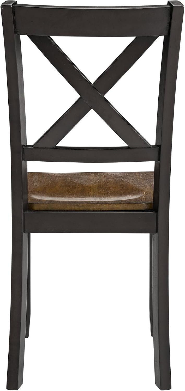 ROME + OAK X-Back Farmhouse Wooden Armless Dining Chairs in Black/Dark Brown,...