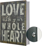Large Diversion Book Safe Storage Box (Size 10.5"×8"×2.6") With Security Key Lock, Dictionary Secret Hidden Safe (Love-Key)