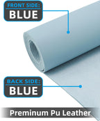 Leather Desk Pad Protector, Large Mat, Mouse Pad & Keyboard Cover - Non-Slip PU Leather Blotter - Office & Home (Light Blue, 48" x 17")