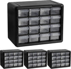 Akro-Mils 16-Drawer Plastic Cabinet for Garage Organization, Beads, Makeup Organizer, Building Bricks Storage, Teacher Toolbox, 10-1/2" W x 6-1/2" D x 8-1/2" H, 10716 Black (Pack of 4)