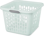 Sterilite Laundry Basket, Plastic Clothes Hamper, Large Square Bin with Comfort Grip Handles and Reinforced Rim, 1.5 Bushel Capacity, Mint, 18 Pack