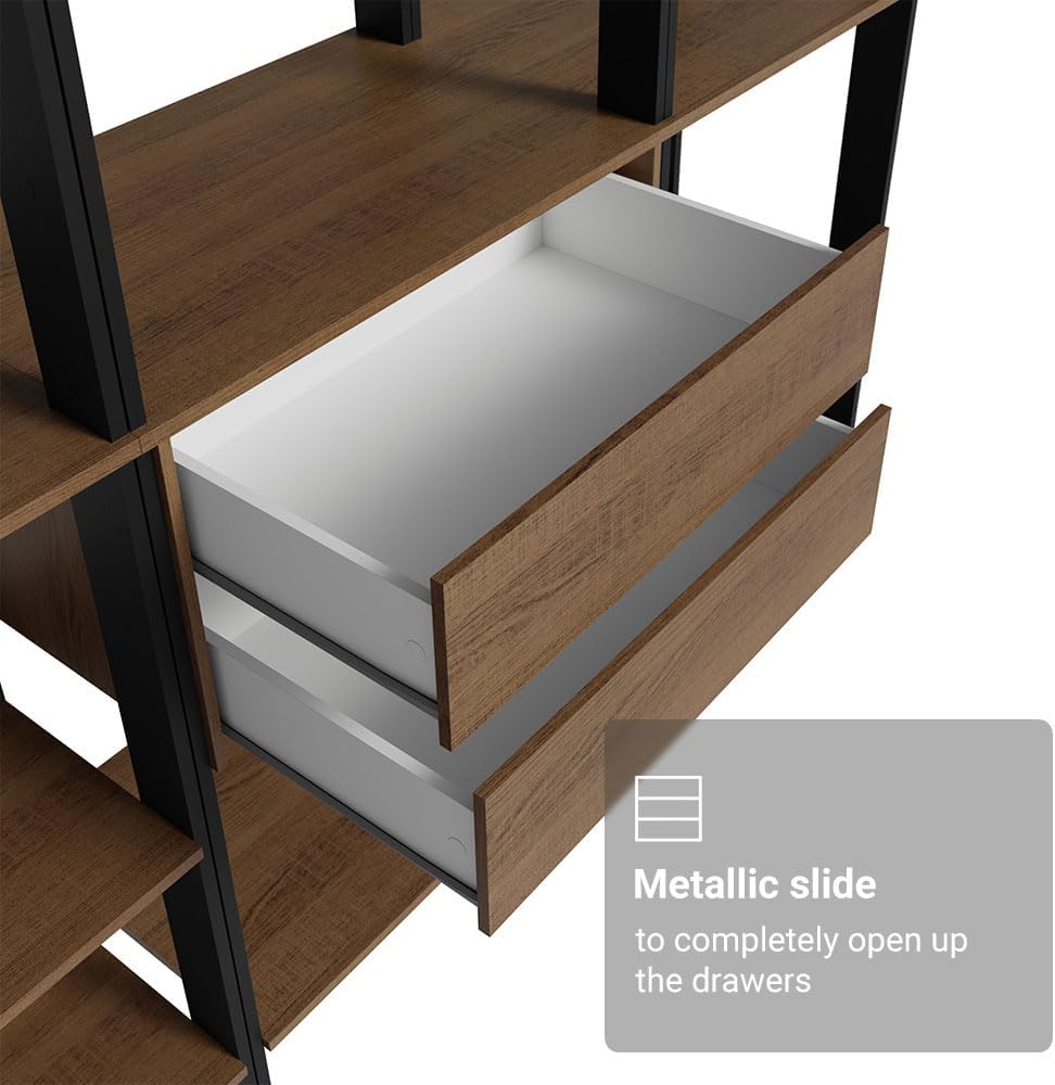 Madesa Kitchen Pantry Storage Rack with 2 Drawers and Open Shelves 74" L...