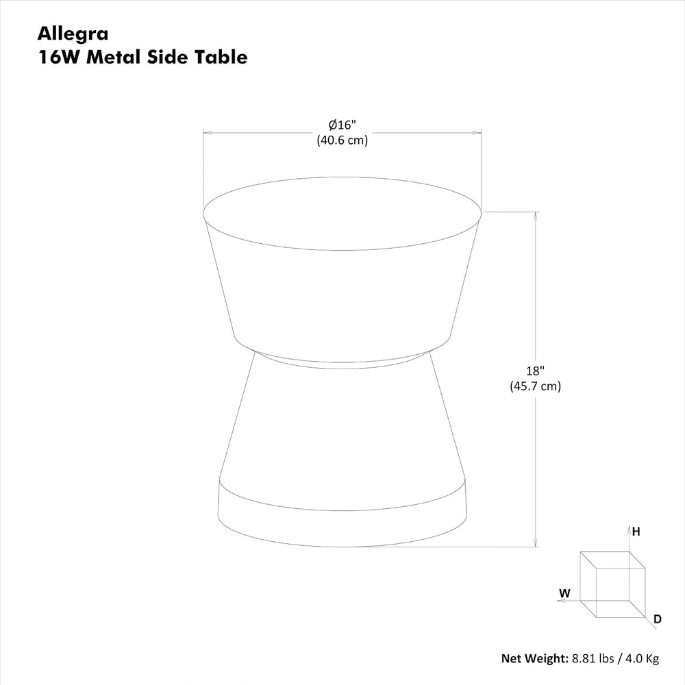 SIMPLIHOME Allegra Metal Table - 16 inch Wide Solid Iron Round Side Table in ...