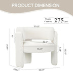 COLAMY Modern Accent Chair, Velvet Accent Chairs, Upholstered Barrel Chairs with Solid Wood Legs, Comfy Side Chair for Living Room, Bedroom, Reading, Cozy Reading Chair,Cream