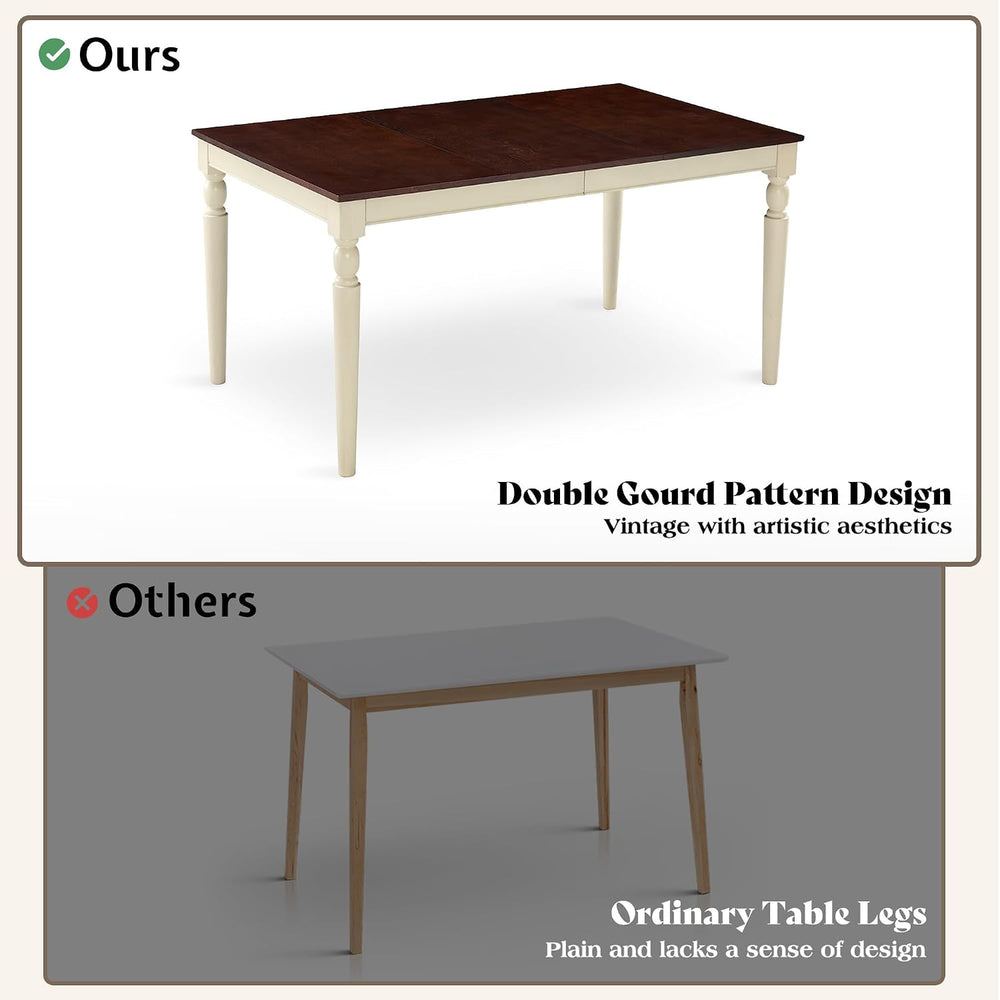 LUXOAK 6 Piece Solid Wood Dining Table Set with 60" Farmhouse Table | So...