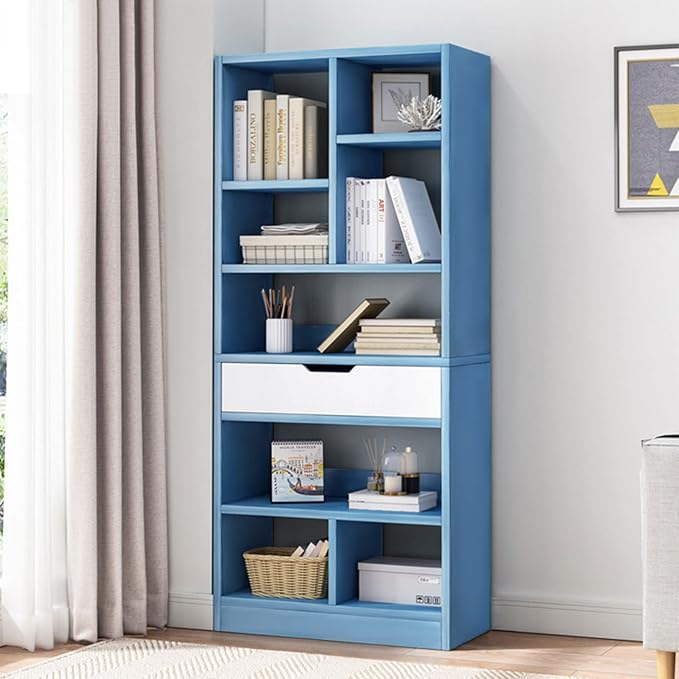 IOTXY Wooden Open Shelf Bookcase - 61" Height Freestanding Display Stora...