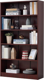 NicBex 59.8“ Heavy Dute Wood Bookcase with Adjustable Shelves, Modern Manga Bookshelf for Living Room, Office, Small Spaces, Manga and Book Shelves Storage, Tip-Over Resistant, 33" Wide Cherry