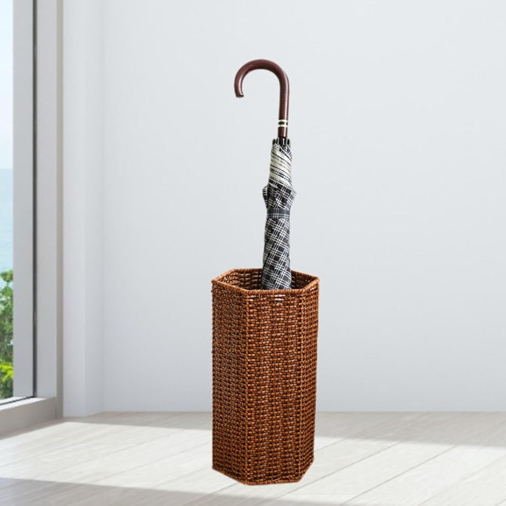 Organizer Umbrella Rack Sturdy Trendy Portable Decor Handwoven Basket Storage Bucket for Hallway Housewarming Gift Entryway, Hexagon