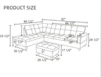 L-Shaped Sectional Sofa with Movable Chaise & Storage Ottoman, Leather 3-Piece Modular Convertible Couches for Living Room, Black
