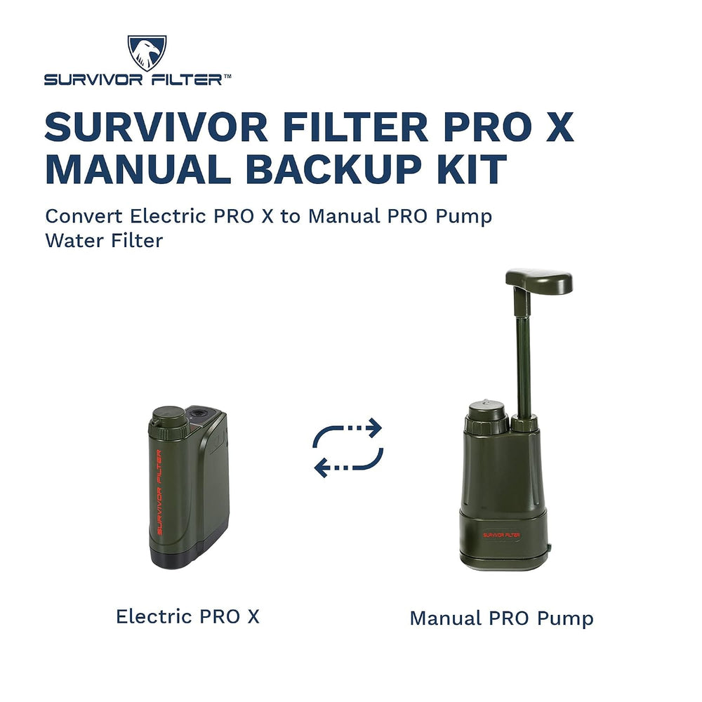 Survivor Filter PRO X Electric Portable Water Filter Manual Backup Kit