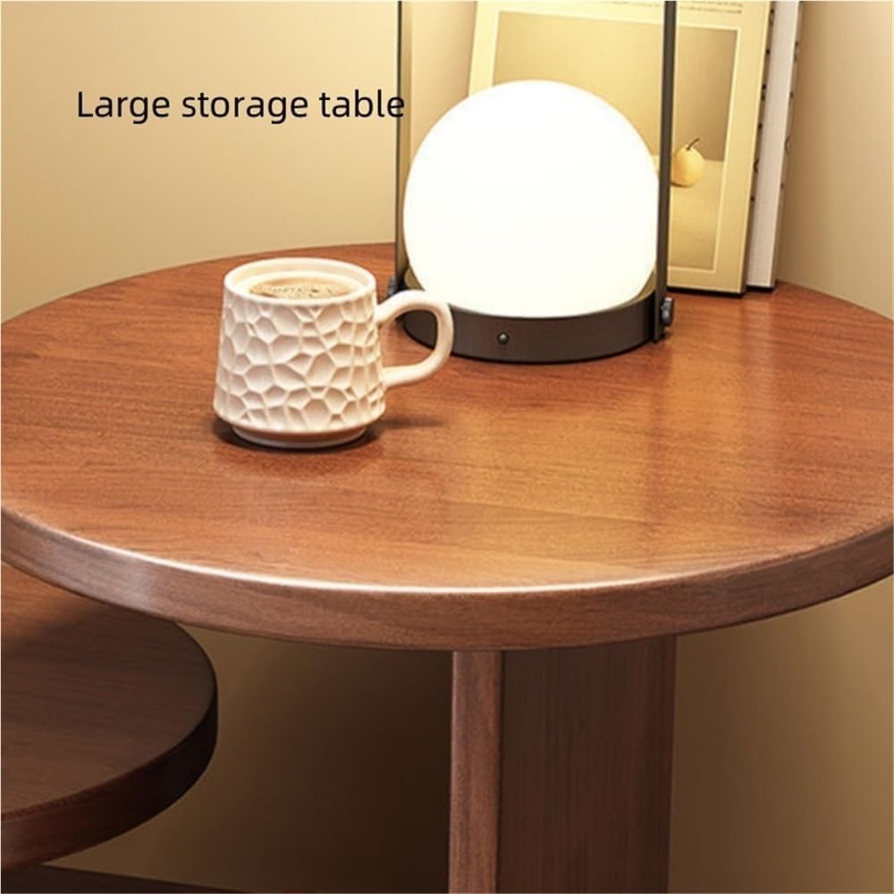 Round End Table with Cat Nest Nightstand Side Table with Storage Bedside Tabl...