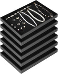Rainmae 6 Pcs Velvet Stackable Jewelry Tray Showcase Display, Jewelry Organizer Trays for Drawers and Countertop, Black Empty Plates for Necklace, Ring, Bracelet, and Earring Storage Display