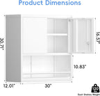 Metal Wall Storage Cabinet, Steel Storage Cabinets with Locking Doors and Shelves, Hanging Cabinet with Guard Bar, Ideal for Kitchen, Laundry, Home Office