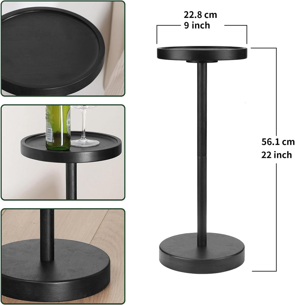 Solid Wood Pedestal Side Table Black Color, Drink Pedestal, End Corner Table ...