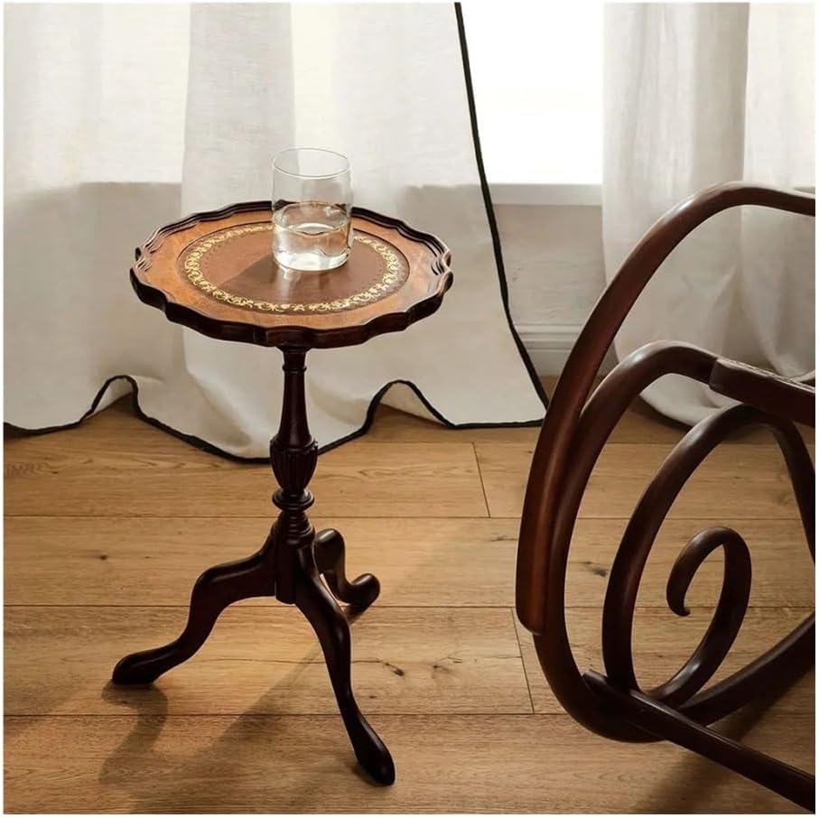 Gilded Retro Style Round Table Sofa Side Living Room Corner Bedroom Storage S...