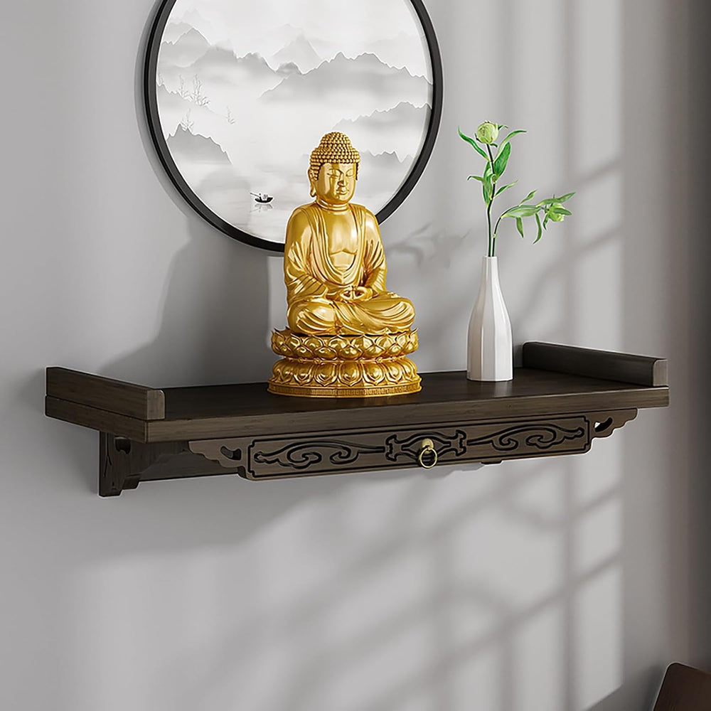 Chinese Personal Buddha Niches Shrine Meditation Table, Bamboo Meditation Alt...