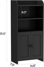 Homhedy Small Bathroom Storage Cabinet, Freestanding Toilet Paper Storage with 2 Doors and Shelves, Bathroom Organizers and Storage for Small Spaces, Laundry Room, 7.9" D x 14.6" W x 31" H, Black