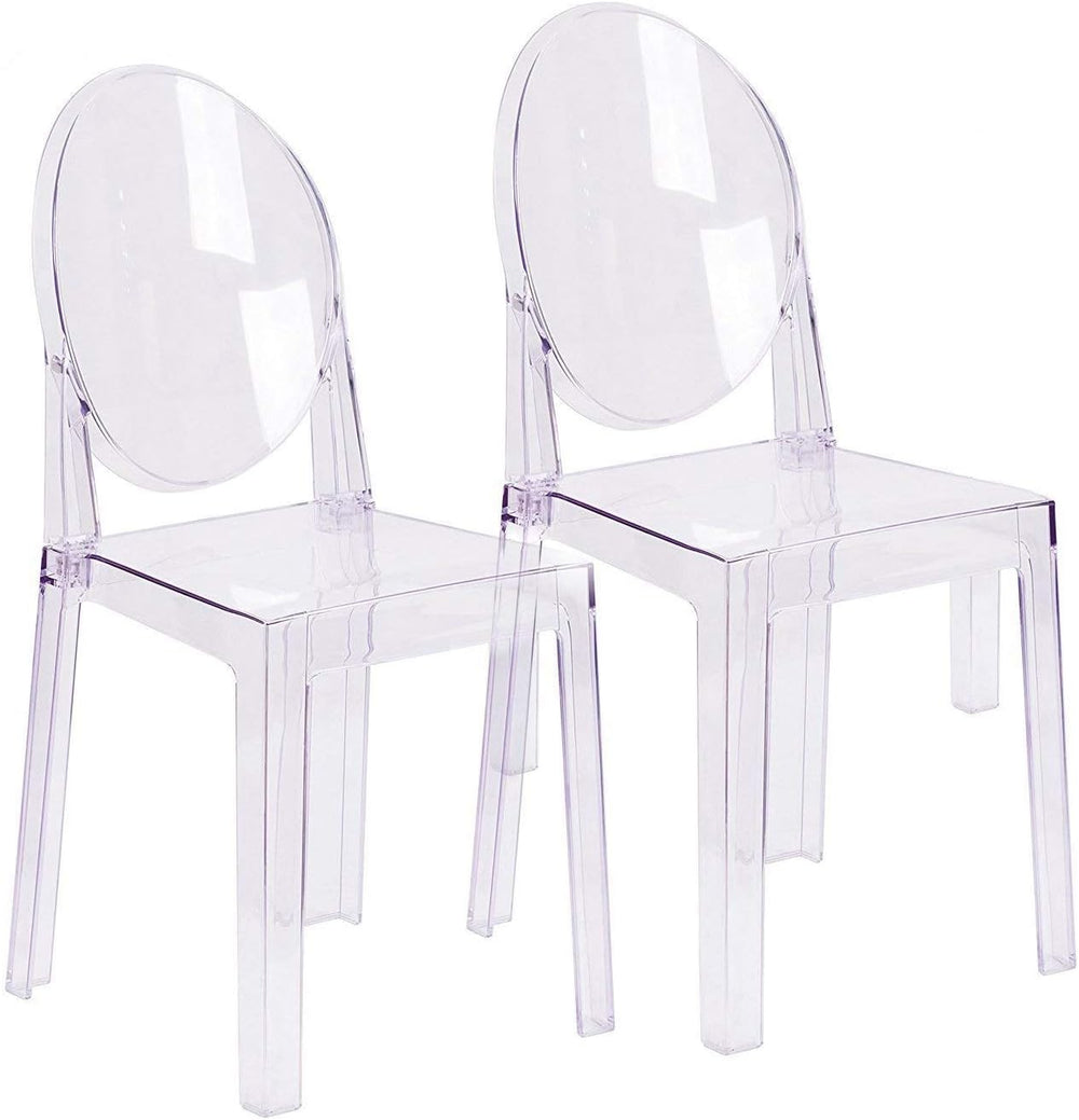 2xhome Ghost Dining Chair with Oval Back | Transparent Acrylic Accent Side Ch...