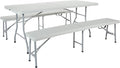 Office Star Resin Furniture for Indoor or Outdoor Use, 3-Piece Set, 2 Folding Benches and 6 Foot Table