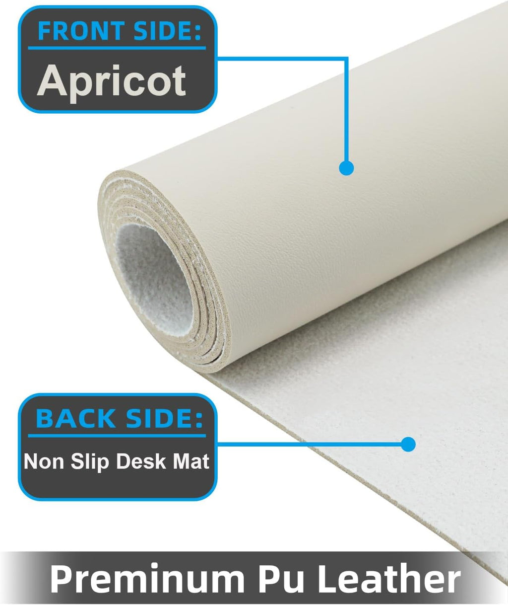 Small Desk Mat,Leather Desk Pad Protector,Desk Mouse pad,Office Desk mat,Laptop Mat for Desk, Non-Slip PU Leather Desk Blotter,Waterproof Desk Writing Pad for Office/Home(23.6"x13.8",Beige)