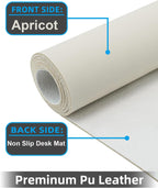 Small Desk Mat,Leather Desk Pad Protector,Desk Mouse pad,Office Desk mat,Laptop Mat for Desk, Non-Slip PU Leather Desk Blotter,Waterproof Desk Writing Pad for Office/Home(23.6"x13.8",Beige)