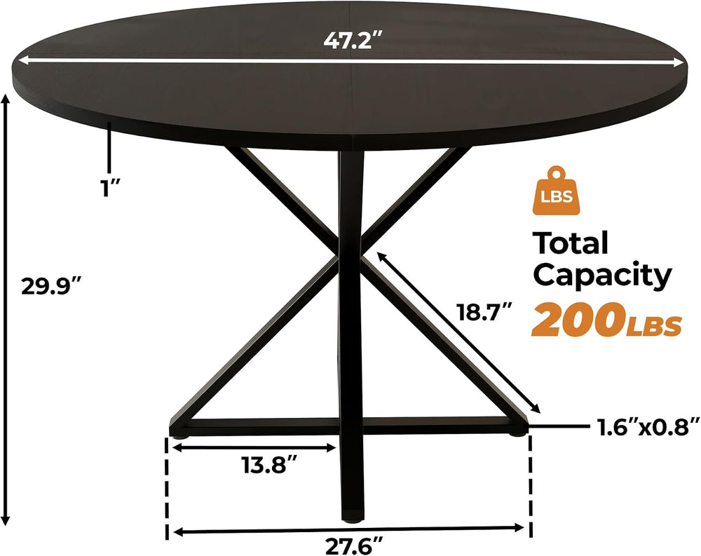 GarveeHome 47 Inch Round Dining Table for 4, Circle Kitchen Table with Pedest...