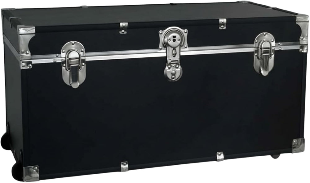 Traveler 31-Inch Rolling Storage Trunk with Durable Wheels and Secure Lock Bl...