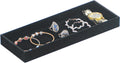Divided Drawer Organizer Tray, Velvet Jewelry Storage Tray, Necklace Bracelet Ring Earring Display Tray,Bedside Nightstand Desk Holder Tray for Phone Watch Sunglasses Cosmetics Storage/Black/1grid