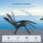Outdoor Zero Gravity Chairs Set of 2 with Cup Holder & Removable Pillows, Adjustable Folding Reclining Patio Chairs, Anti Gravity Lounge Chairs for Poolside, Lawn, Beach, Camping