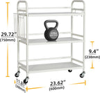 HDANI 3 Tier Metal Rolling Utility Cart,High Capacity Multi Purpose Heavy Duty Cart for Office,Kitchen,Living Room,Bedroom,White