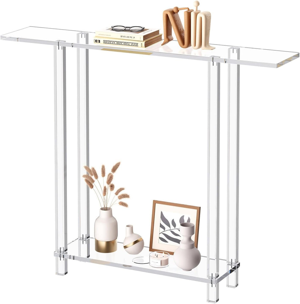 VEVOR Acrylic Narrow Console Table for Entryway, Clear Skinny Entry Side Tabl...