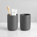 Matte Grey Toothbrush Holders for Bathrooms - Ceramic Toothbrush Toothpaste Holders Set, Grey Bathroom Tumbler Cups Reusable Toothbrush Cup, Counter Organizer